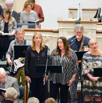 singing at First Presbyterian Church